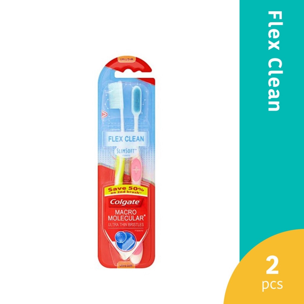 Colgate Slim Soft Flex Clean Ultra Soft Toothbrush Pack 2