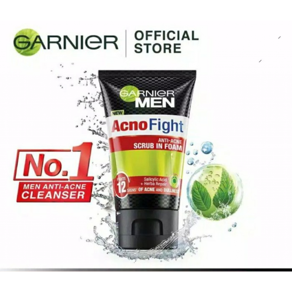 Garnier Men Acno Fight Anti Acne 12 In 1 Scrub Foam 150ml.