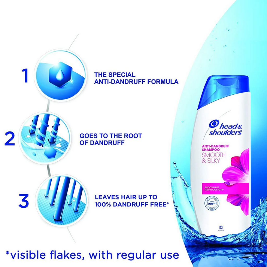 Head and Shoulders Smooth and Silky Shampoo 370ml.