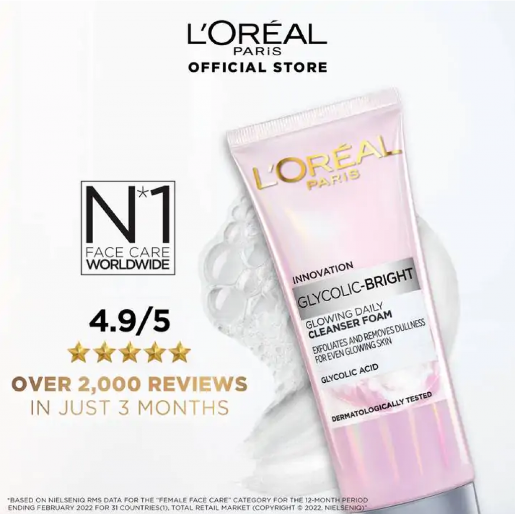 Loreal Glycolic Bright Glowing Daily Foam 100ml.