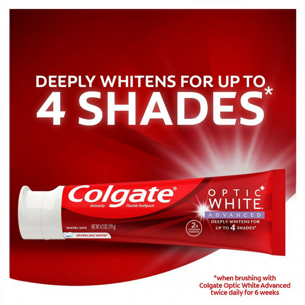 Colgate Optic White Volcanic Mineral Toothpaste 100g. Pack 2