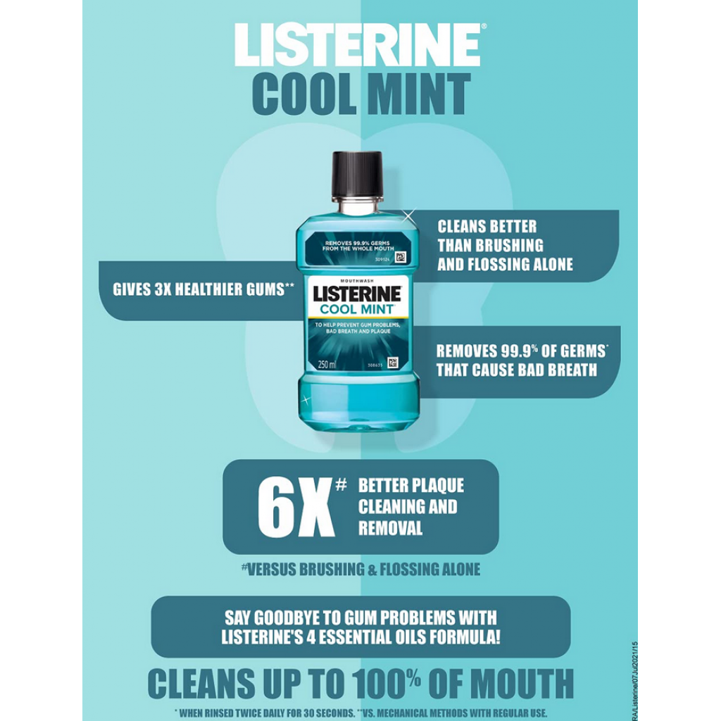 Listerine Coolmint Zero Mouthwash 750ml. Pack 2