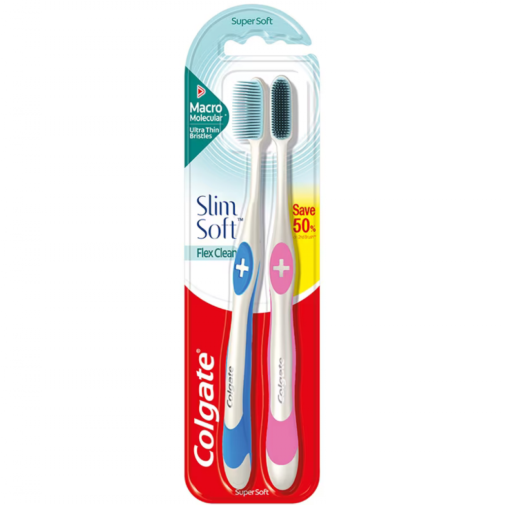 Colgate Slim Soft Flex Clean Ultra Soft Toothbrush Pack 2