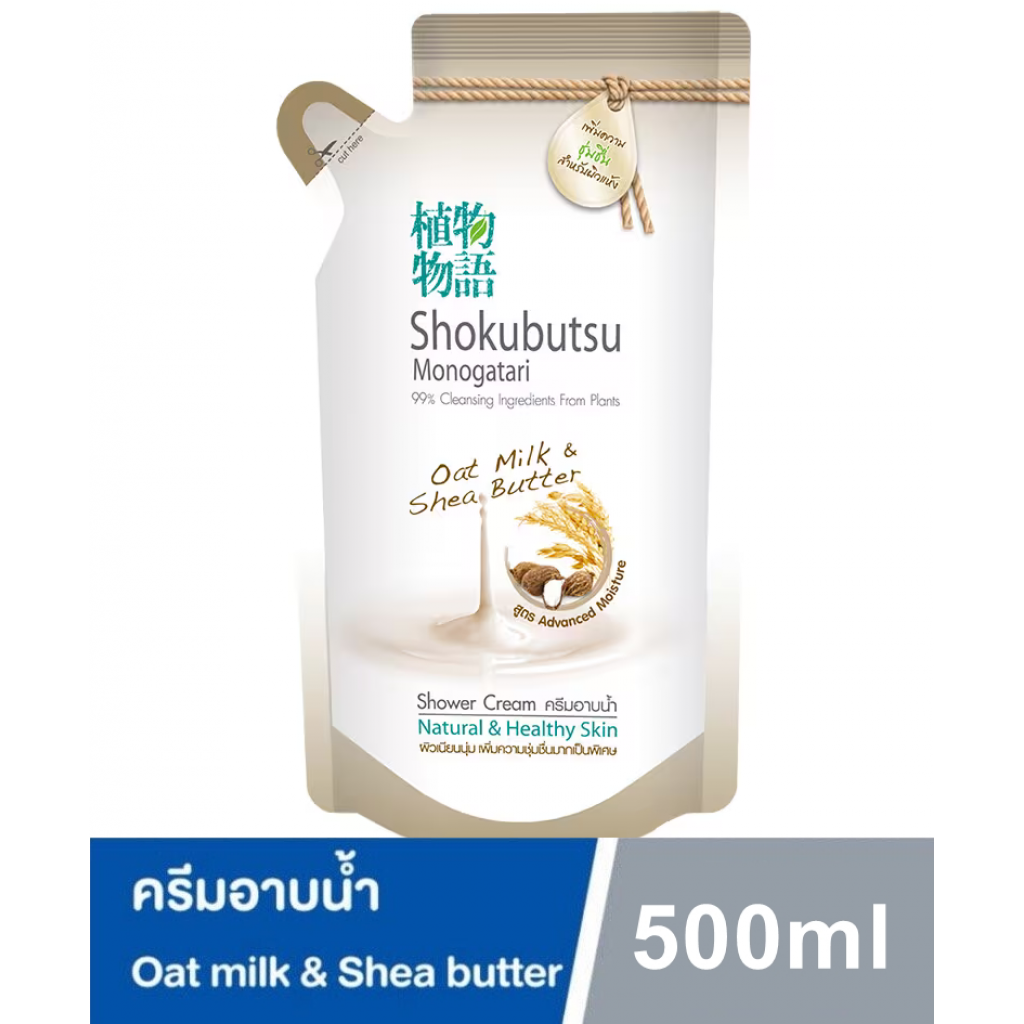 Shokubutsu Oat Milk and Shea Butter Shower Cream Refill 500ml.