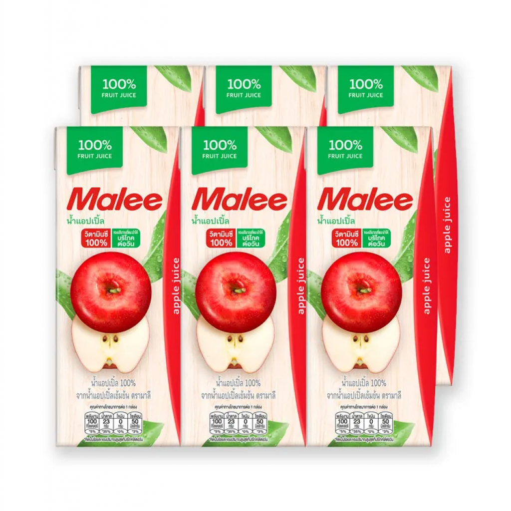 Malee Apple Juice 200ml. Pack 3