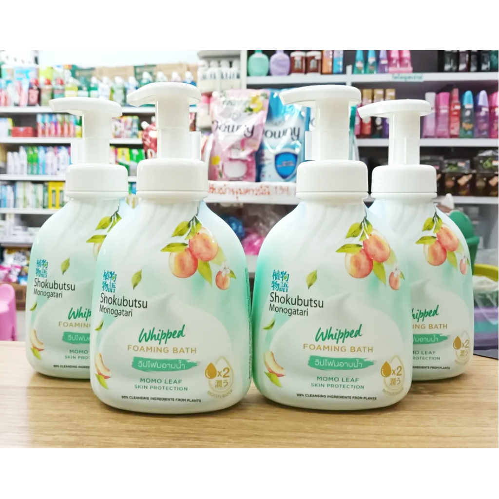 Shokubutsu Whipped Foaming Bath Momo Leaf 450ml.