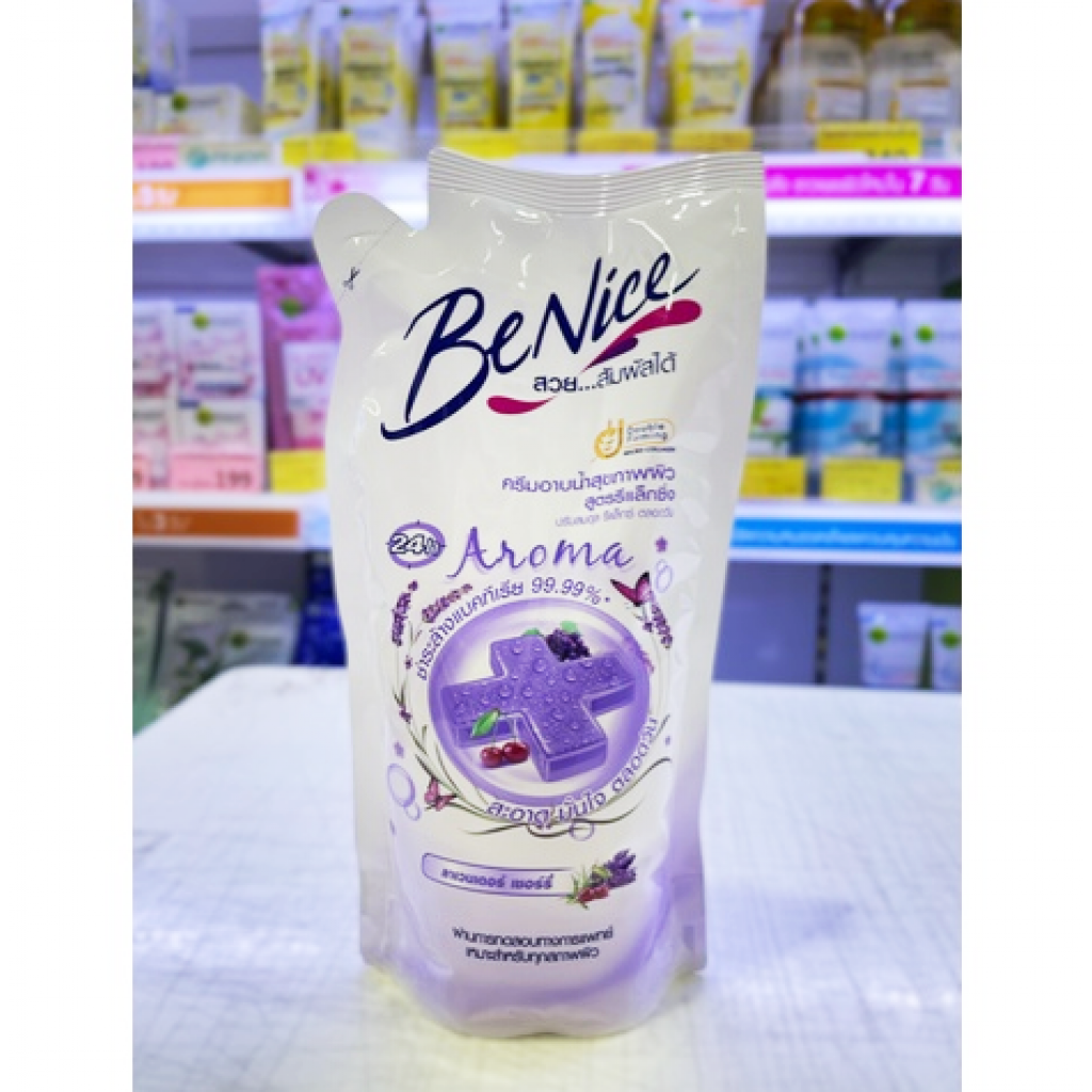 Benice Lavender Cherry Shower Cream Refill 400ml.