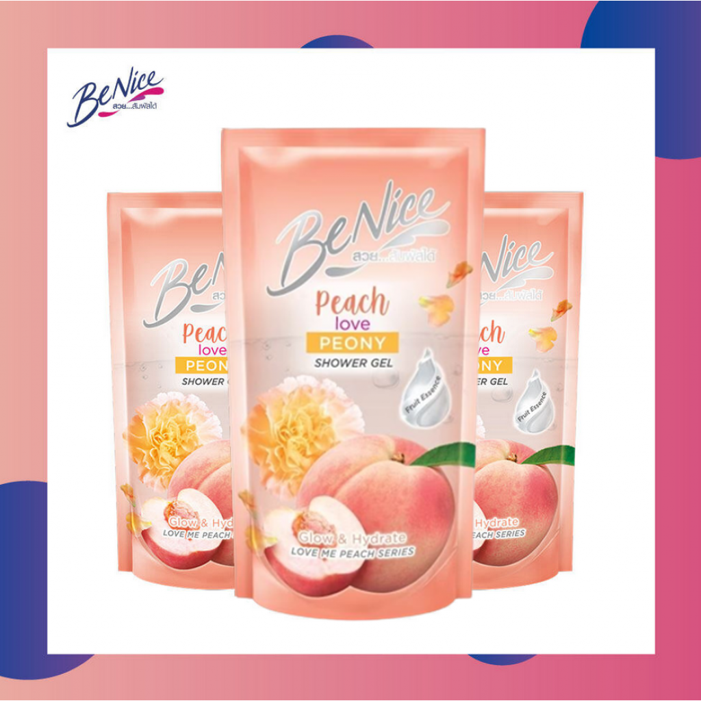 Benice Shower Gel Peach Love Peony 450ml.Refill