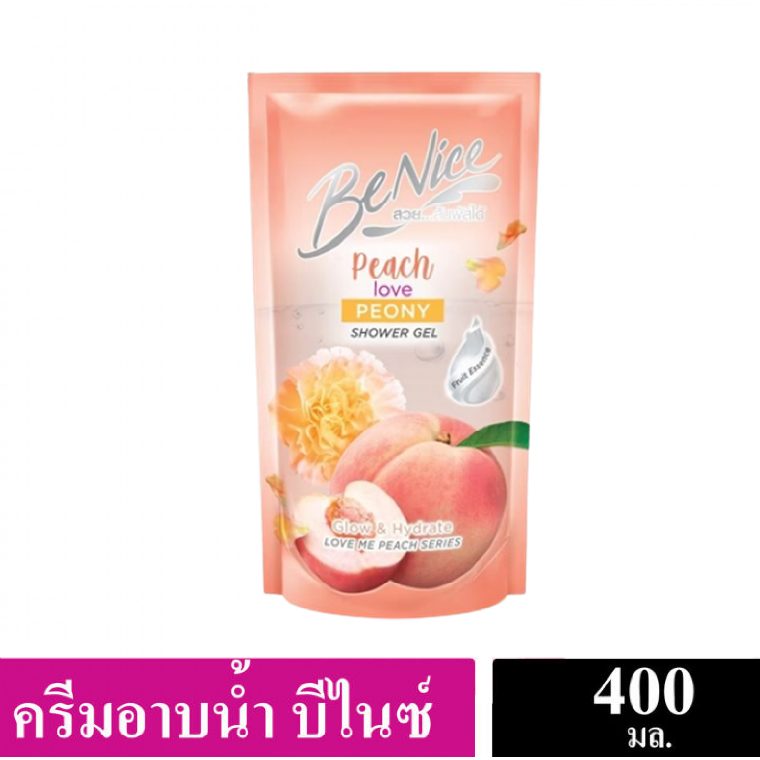 Benice Shower Gel Peach Love Peony 450ml.Refill