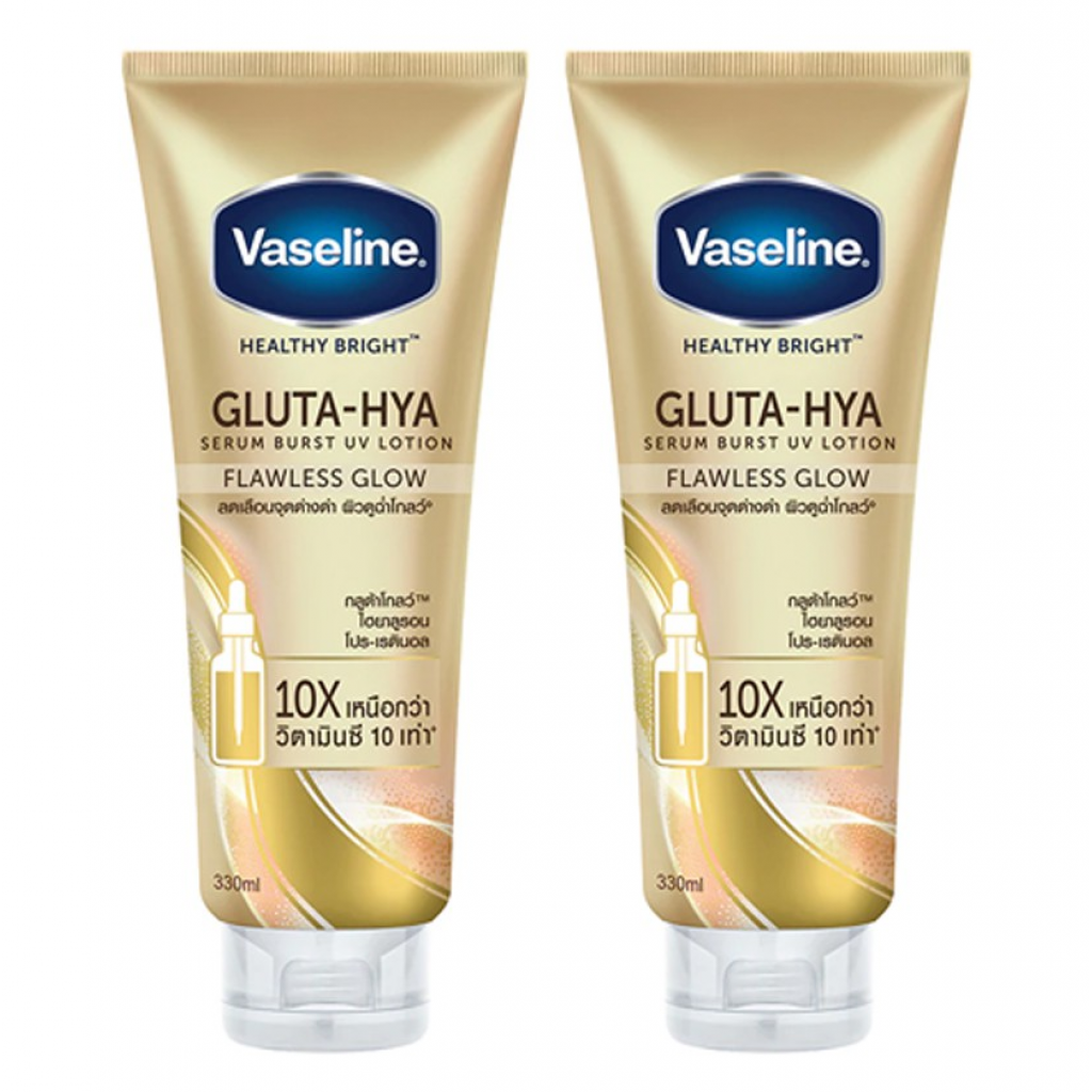 Vaseline Gluta Hya Burst UV Flawless Glow Serum 300ml.Pack2