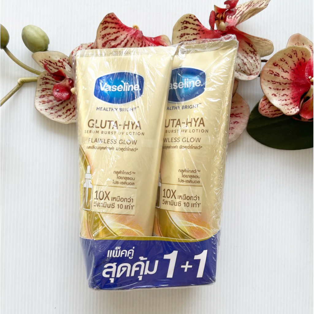 Vaseline Gluta Hya Burst UV Flawless Glow Serum 300ml.Pack2