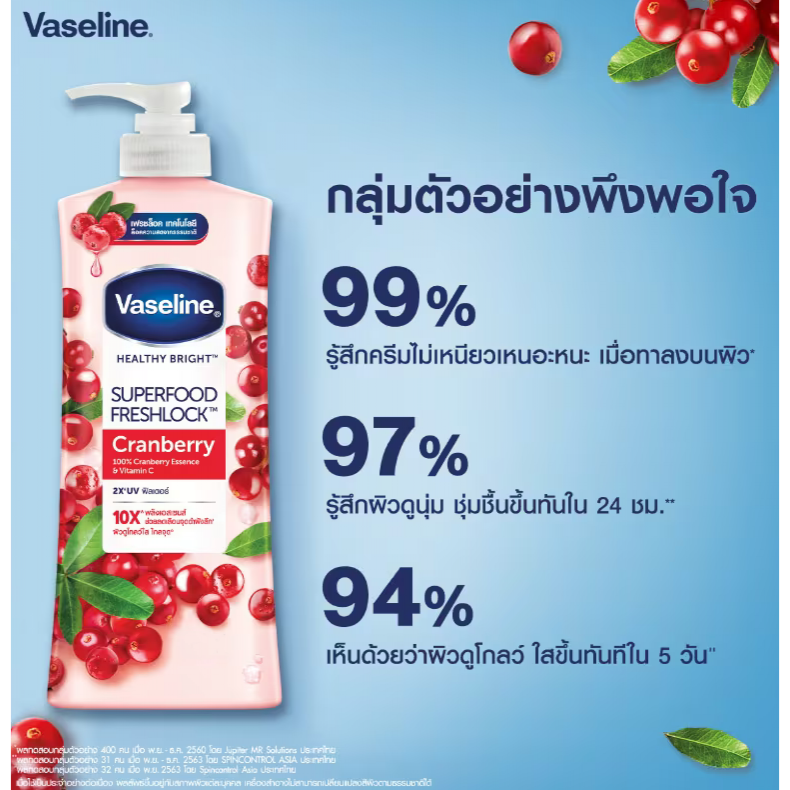 Vaseline Superfood Freshlock Cranberry Lotion 300ml.Pack 2