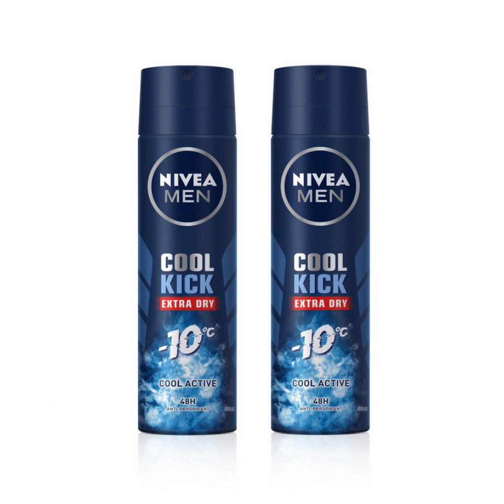 Nivea Men Cool Kick Deodorant Spray 150ml. Pack 2