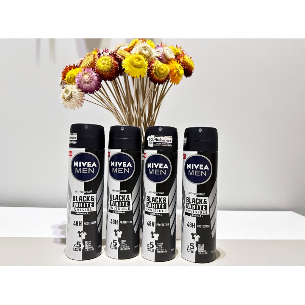 Nivea Men Black and White Invisible Spray 150ml. Pack 2