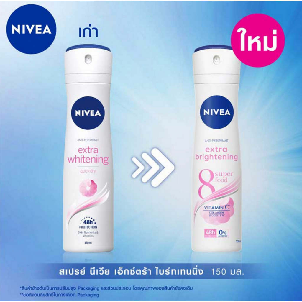 Nivea Extra Whitening Deo Spray 150ml. Pack 2