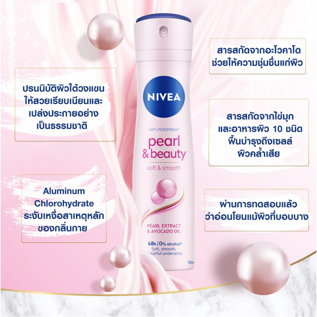 Nivea Pearl and Beauty Deodorant Spray 150ml. Pack 2