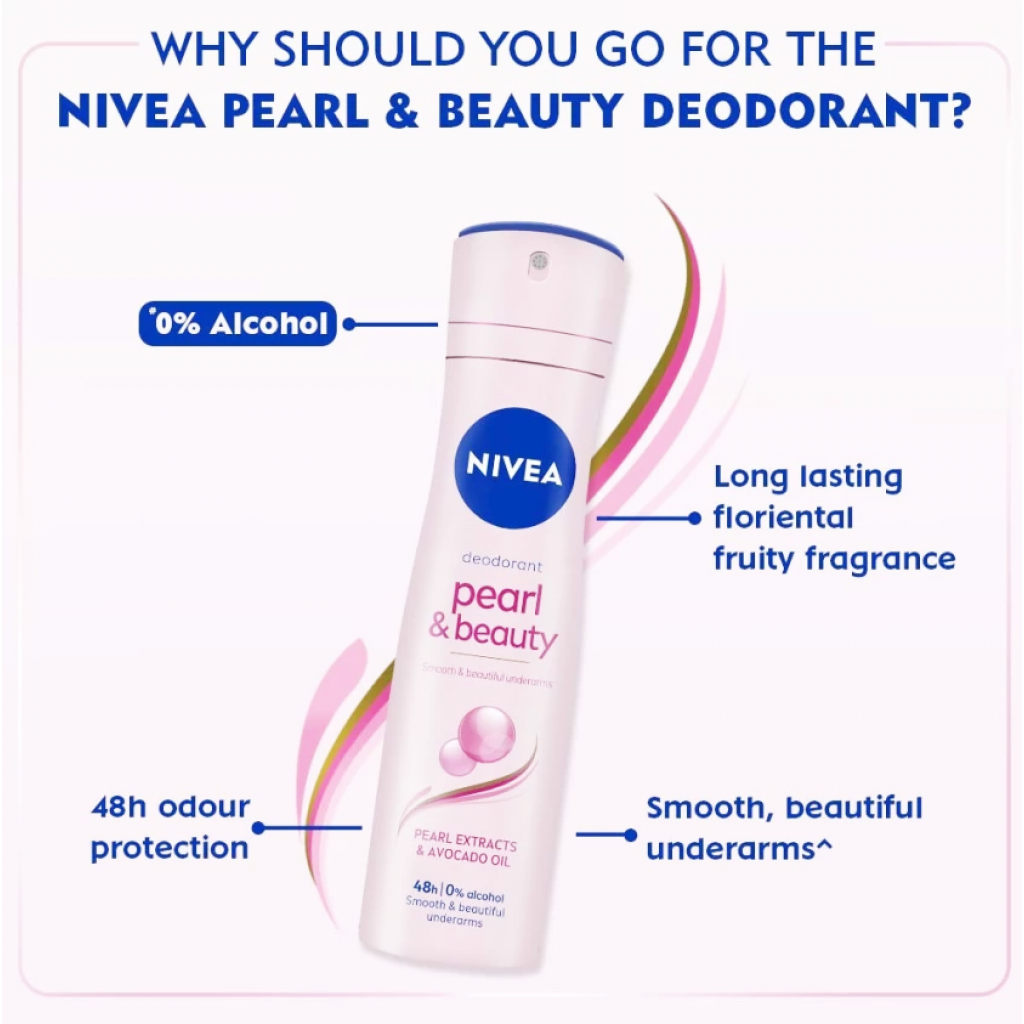 Nivea Pearl and Beauty Deodorant Spray 150ml. Pack 2