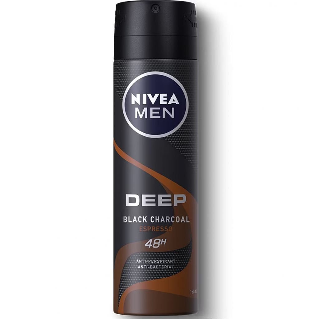 Nivea Men Spray Deep Black Charcoal Brown 150ml.