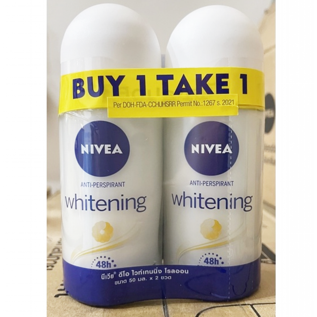 Nivea Deo Whitening Roll On 50ml. Pack 2