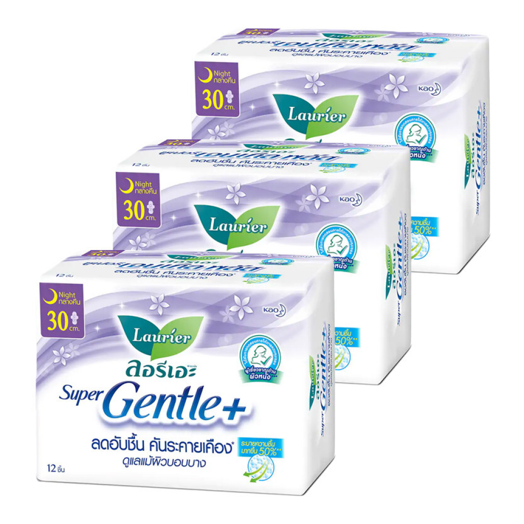 Laurier Sanitary Super Gentle Plus Night Wings 30cm. 12pcs.