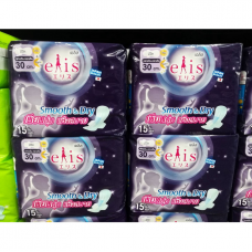 Elis Smooth and Dry Sanitary Napkin Night Slim Wings 30cm. 15pcs.