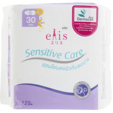 Elis Sensitive Care Sanitary Napkin Night Slim Wings 30cm. 12pcs.