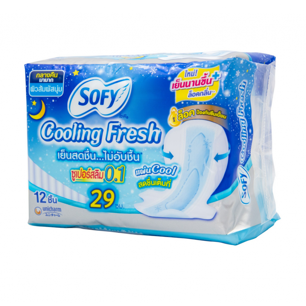 Sofy Cooling Fresh Sanitary Napkin Night Super Slim 0.1 Wing 29cm 12pcs