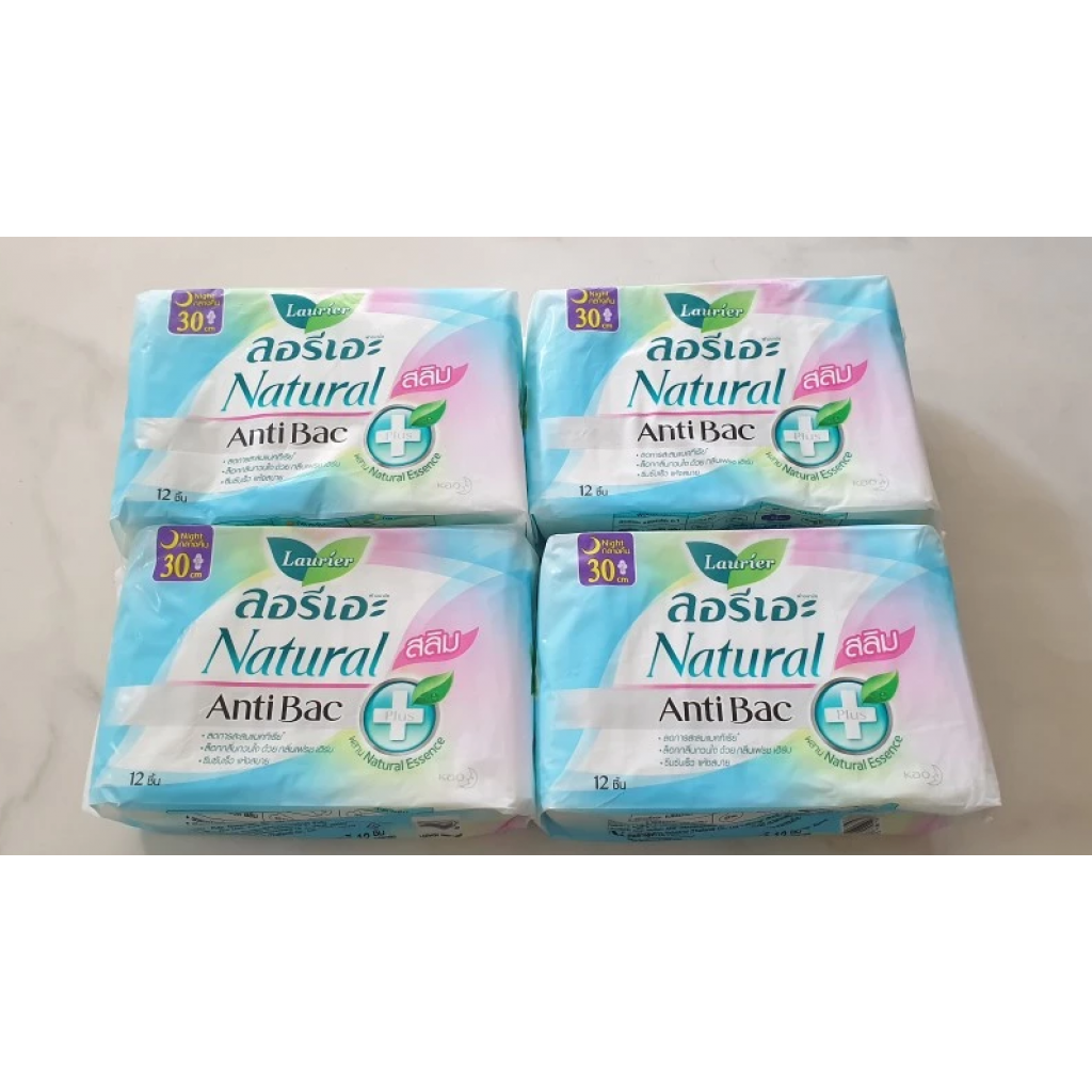 Laurier Natural Anti Bac Plus Slim Sanitary Napkin Night Wing 30cm