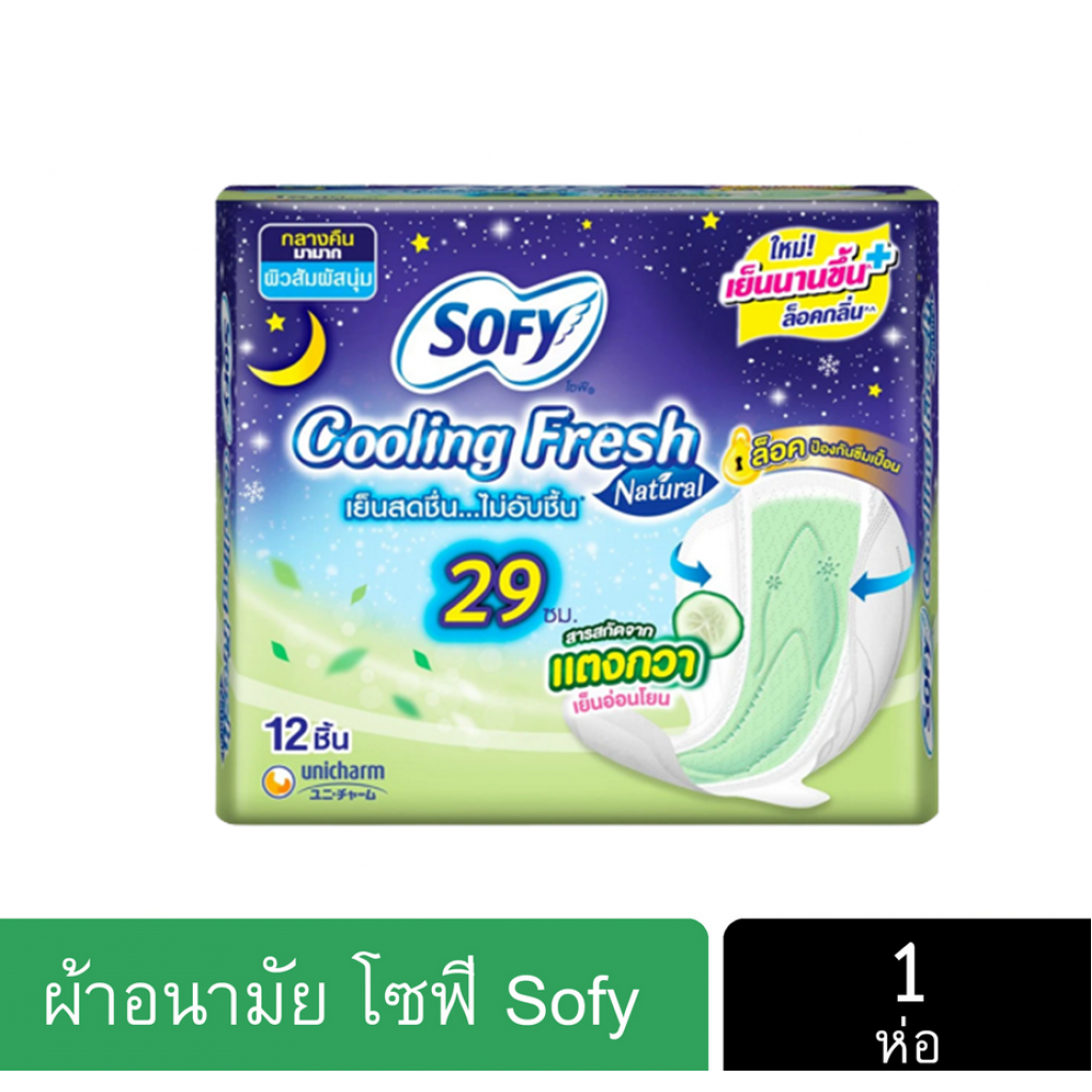 Sofy Cooling Fresh Natural Sanitary Napkin Night Wing 29cm