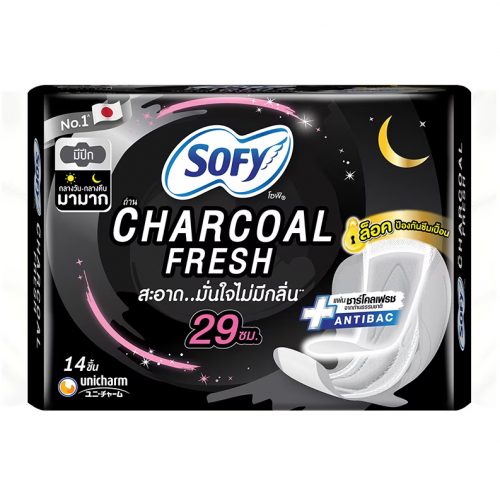 Sofy Charcoal Fresh Night Wing 29cm. 14pcs.