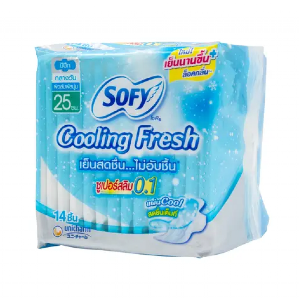 Sofy Cooling Fresh Sanitary Super Slim 0.1 Wing 25cm. 14pcs.