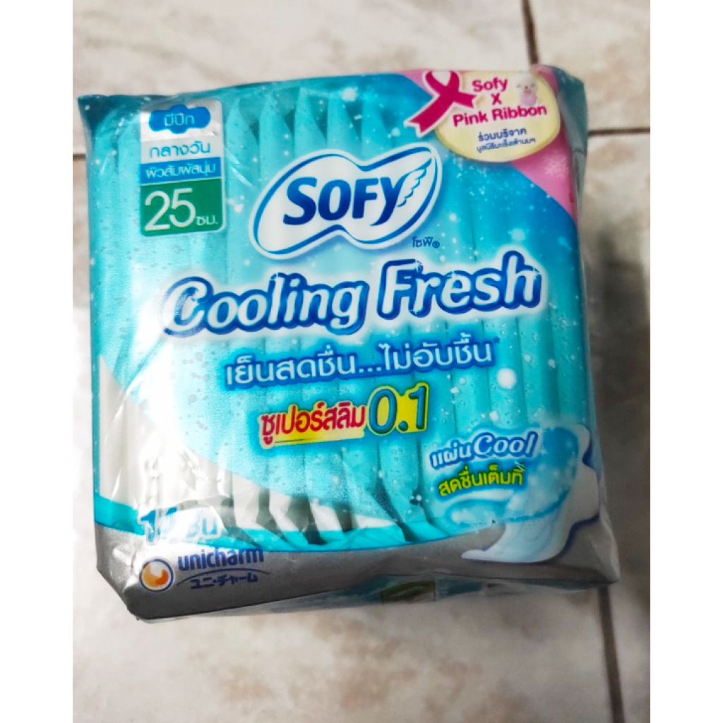 Sofy Cooling Fresh Sanitary Super Slim 0.1 Wing 25cm. 14pcs.