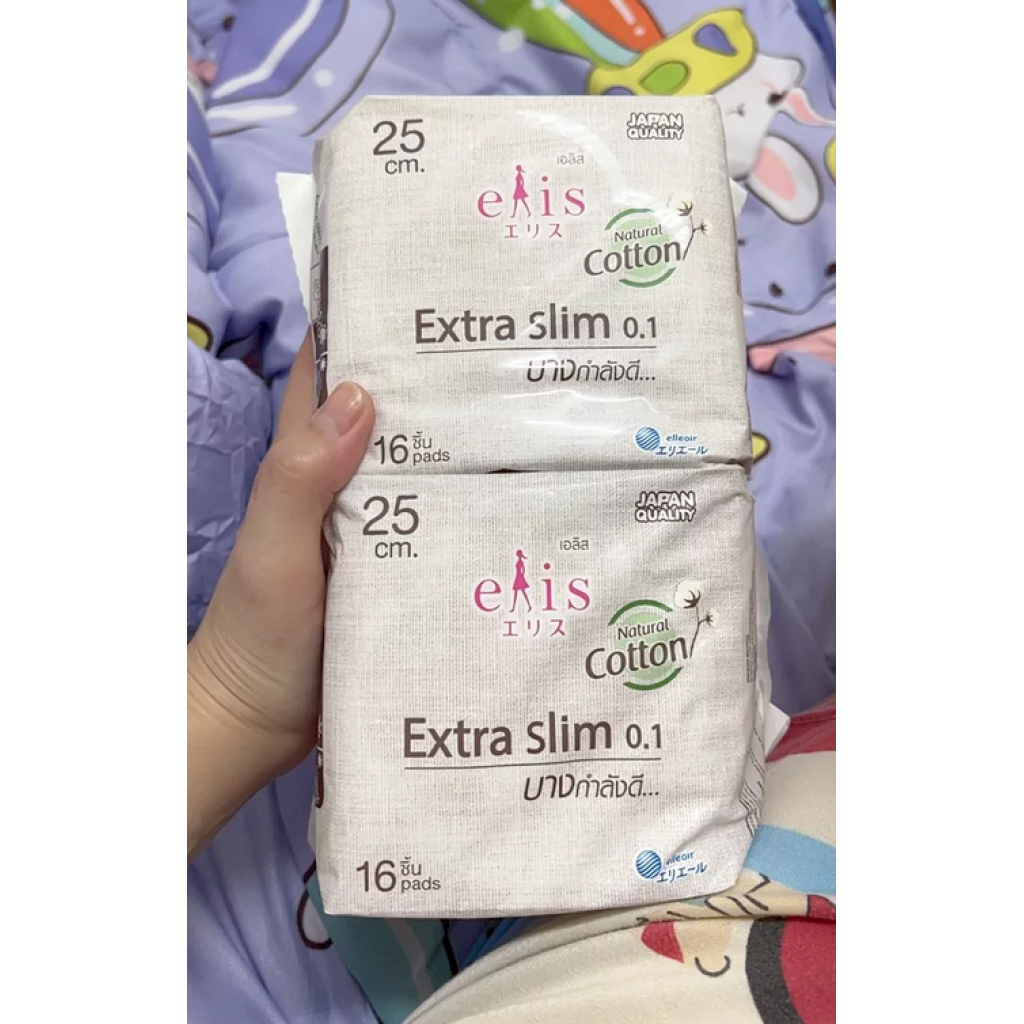 Elis Extra Slim 0.1 Sanitary Napkin Day Ultra Slim Wings 25cm. 16pcs