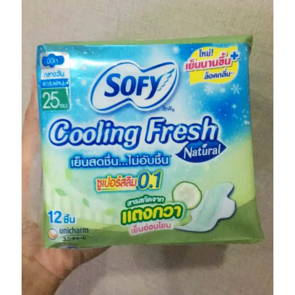 Sofy Cooling Fresh Natural Sanitary Napkins Super Slim 0.1 Wing 25cm