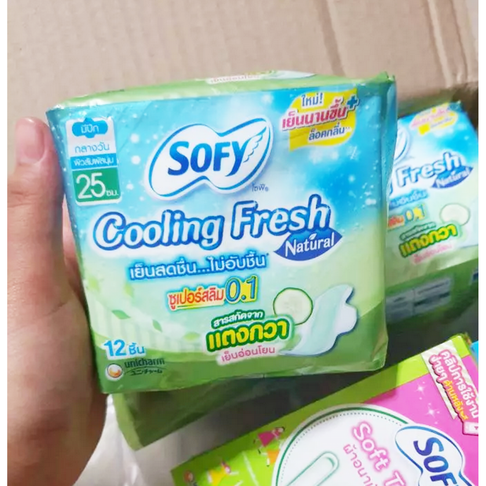 Sofy Cooling Fresh Natural Sanitary Napkins Super Slim 0.1 Wing 25cm