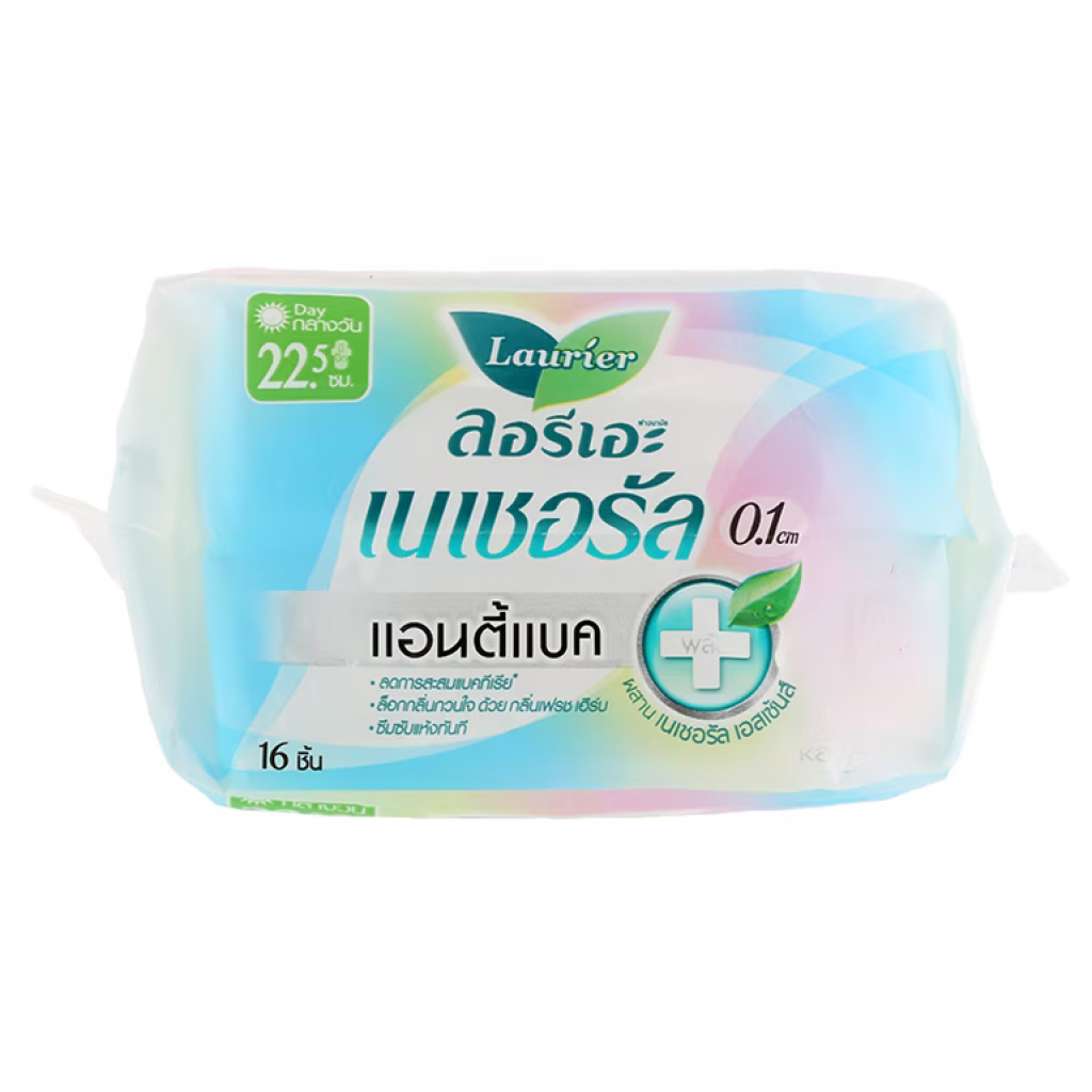 Laurier Natural Anti Bac Plus 0.1 Sanitary Napkin Day Wing 22.5cm.