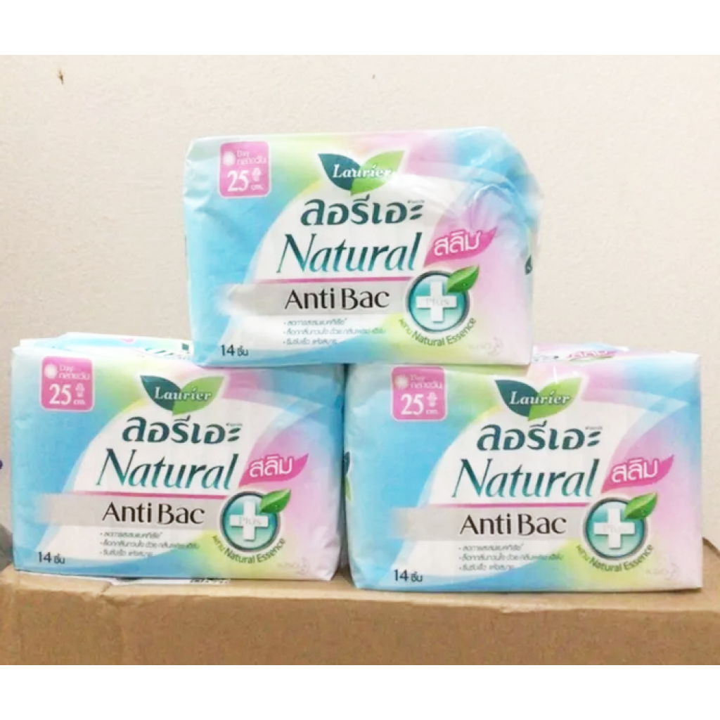 Laurier Natural Anti Bac Slim Sanitary Napkin Day Wing 25cm.