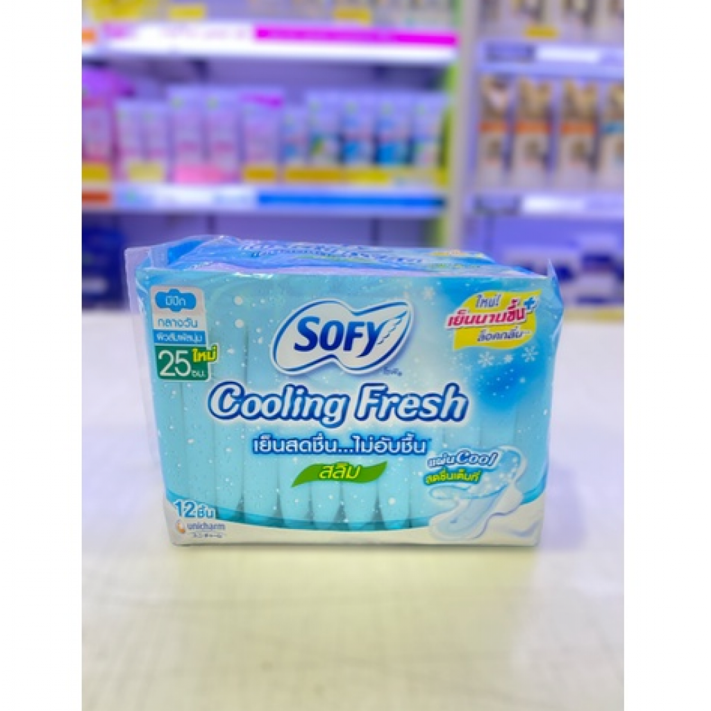 Sofy Cooling Fresh Slim Wing 25cm. 12pcs.