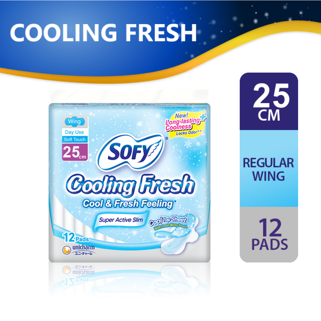 Sofy Cooling Fresh Slim Wing 25cm. 12pcs.