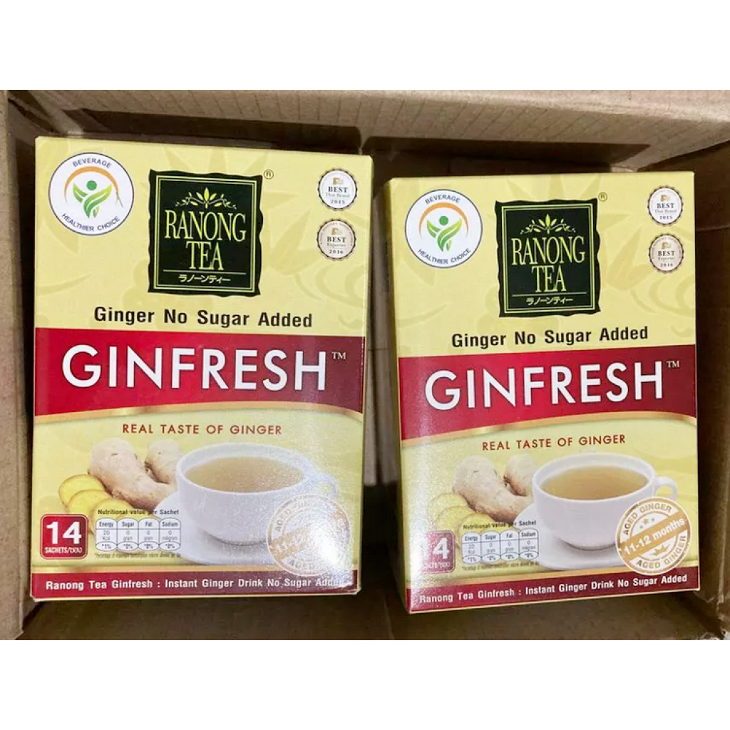 GinFresh Instant Ginger Stong Teste Low Sugar 15g. Pack 14sachets