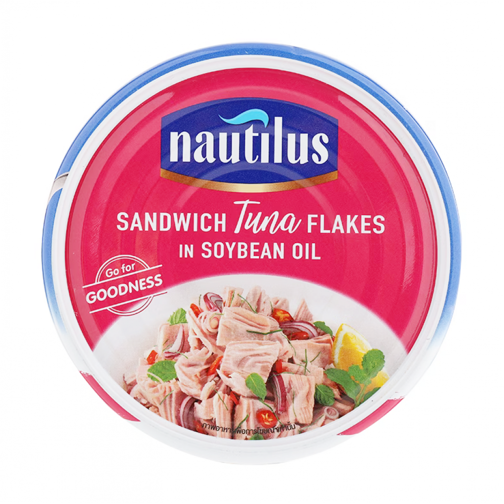 Nautilus Sandwich Tuna Flakes in Soybean Oil 170g.