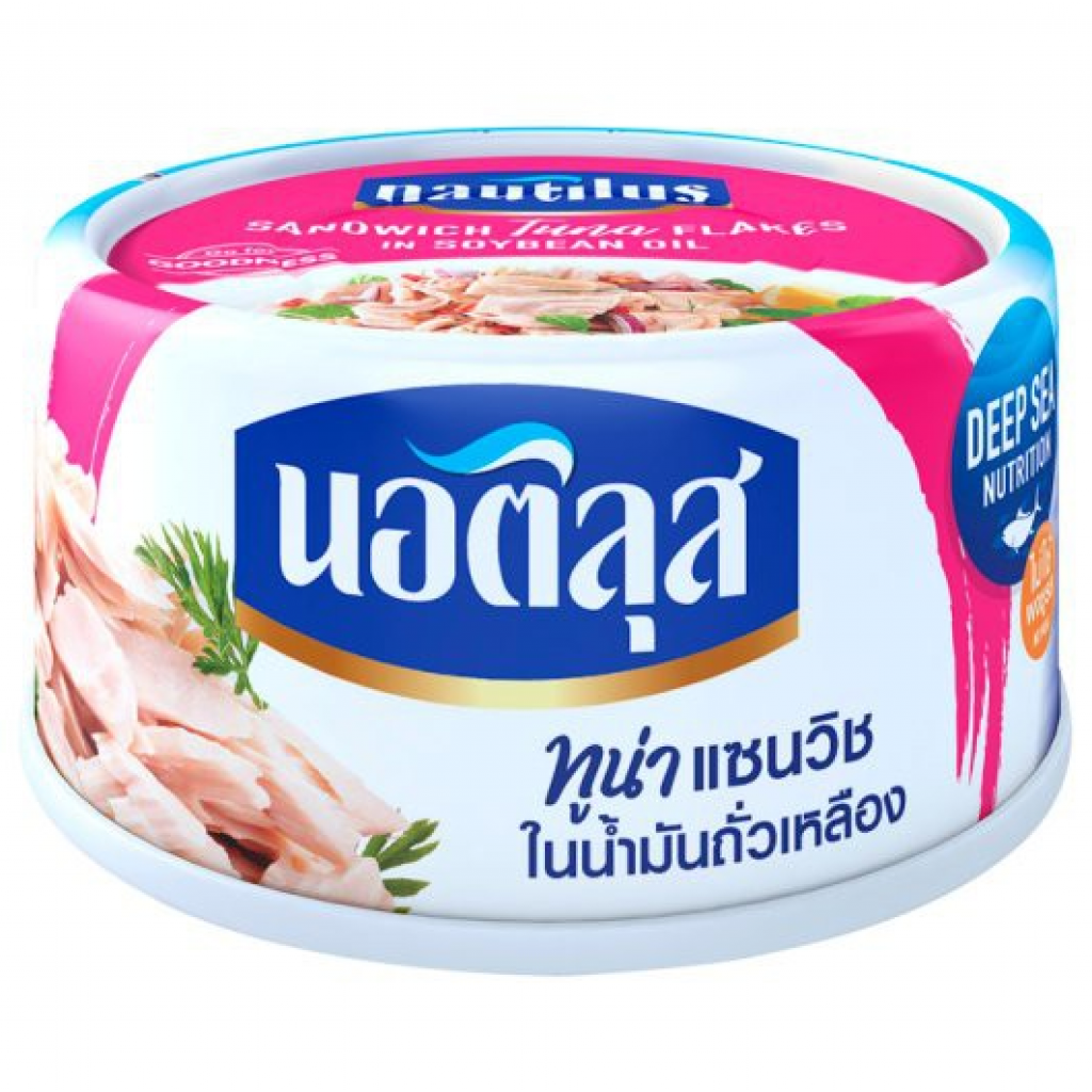 Nautilus Sandwich Tuna Flakes in Soybean Oil 170g.