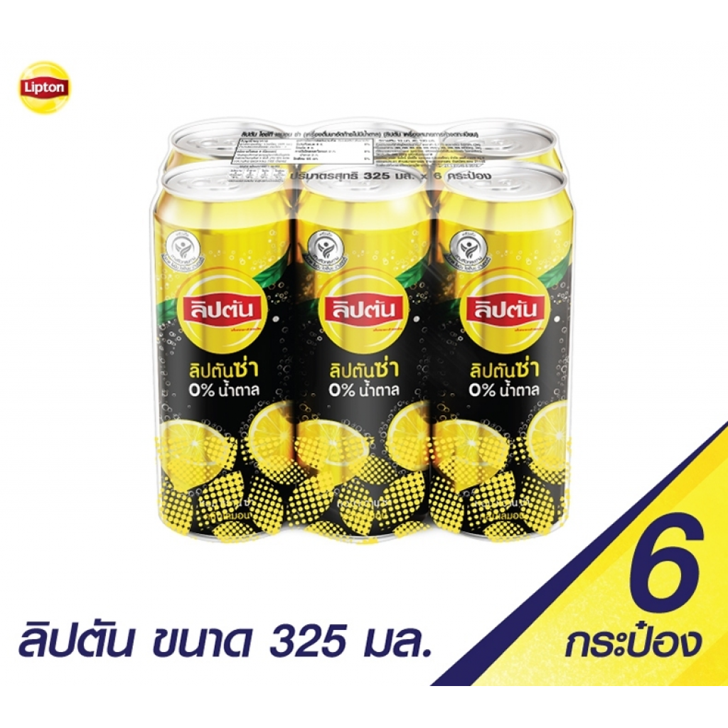 Lipton Sparkling Lemon No Sugar 325ml. Pack 6