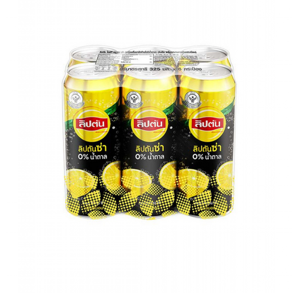 Lipton Sparkling Lemon No Sugar 325ml. Pack 6