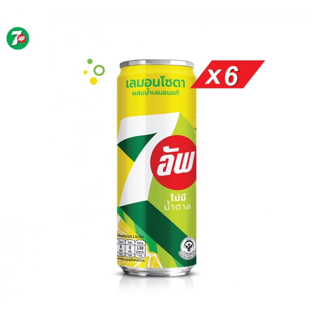 7Up Lemon Soda No Sugar 325ml. Pack 6