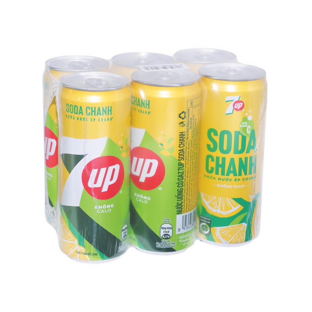 7Up Lemon Soda No Sugar 325ml. Pack 6