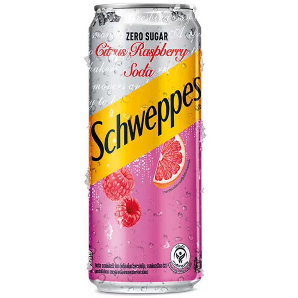 Schweppes Zero Sugar Citrus Raspberry Soda 330ml. Pack 5 Free 1