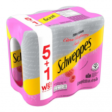 Schweppes Zero Sugar Citrus Raspberry Soda 330ml. Pack 5 Free 1