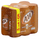 A and W Rootbeer Soft Drink 325ml. Pack 5 Free 1