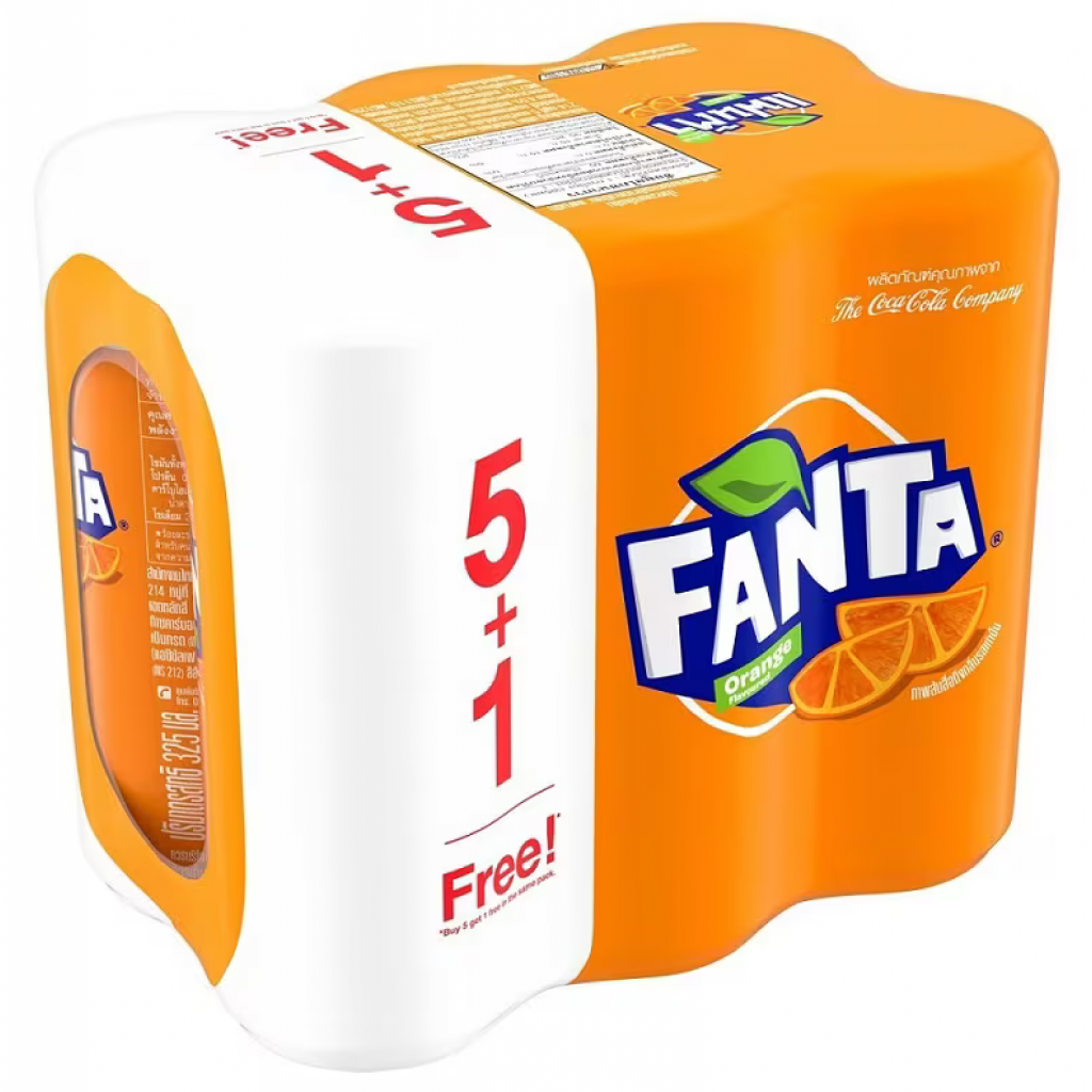 Fanta Orange Flavored Soft Drink 325ml. Pack6